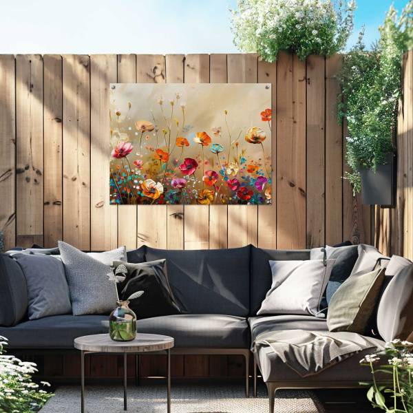 Outdoor-Poster Summer Flowers Polyester- Mehrfarbig - 60 x 80 cm