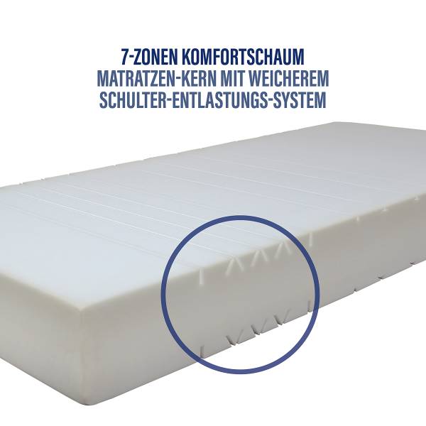Matelas en mousse froide 7 zones Marissa Blanc - 90 x 200cm - D3 medium