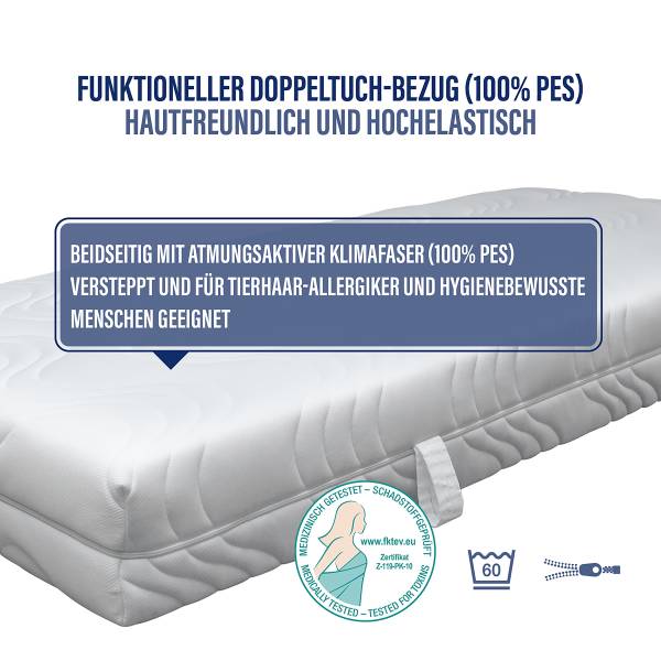 Matelas en mousse froide 7 zones Marissa Blanc - 90 x 200cm - D3 medium