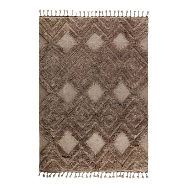 Hochflorteppich Dahlia Wolle - Braun - 160 x 230 cm