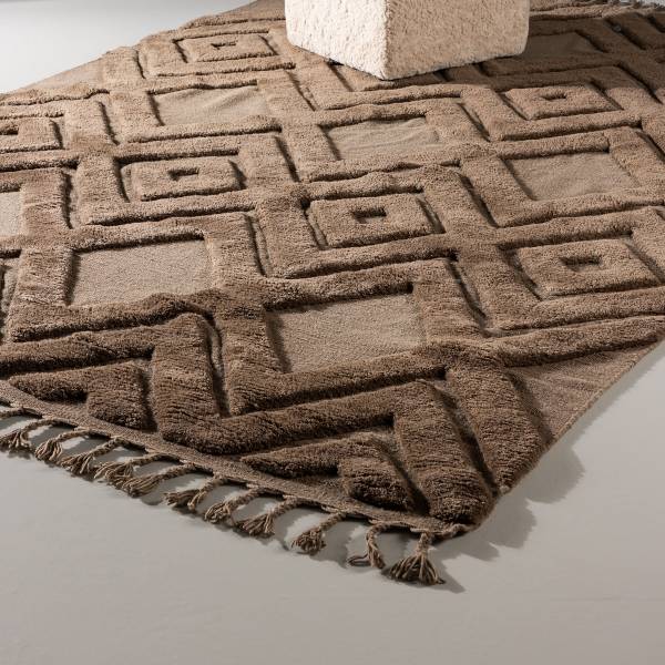 Hochflorteppich Dahlia Wolle - Braun - 160 x 230 cm