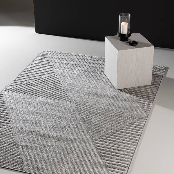 Tappeto a pelo alto Aron polipropilene - Grigio - 200 x 290 cm