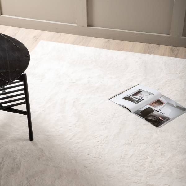 Tappeto a pelo lungo Nina Bianco Poliestere - bianco