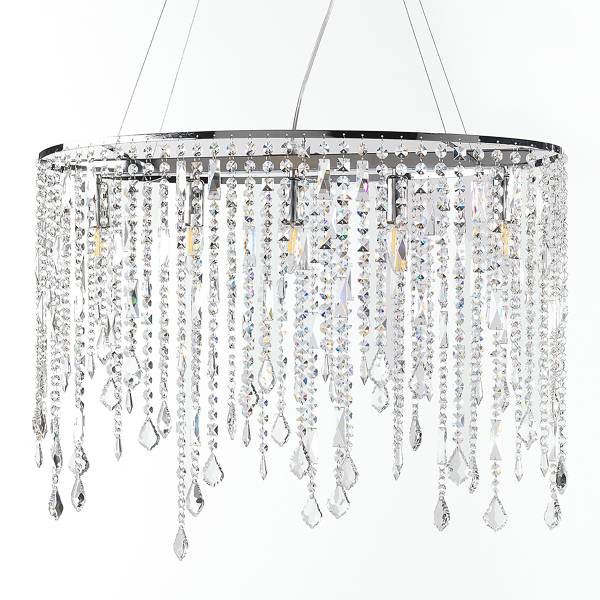 Suspension Laila Verre satiné / Fer - 5 ampoules