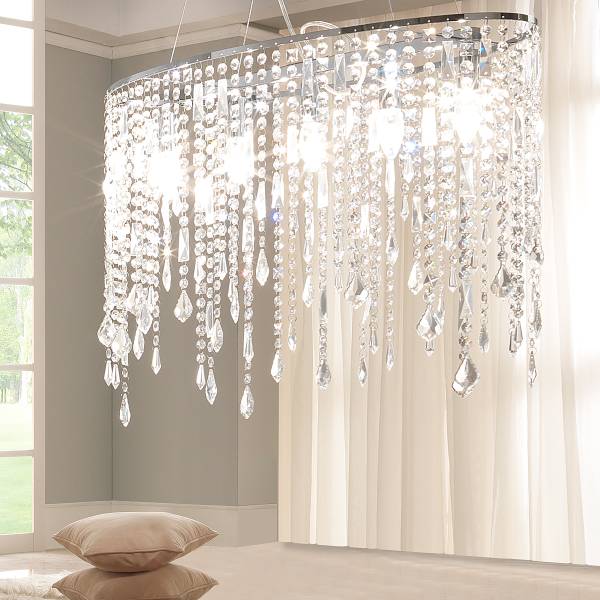Suspension Laila Verre satiné / Fer - 5 ampoules