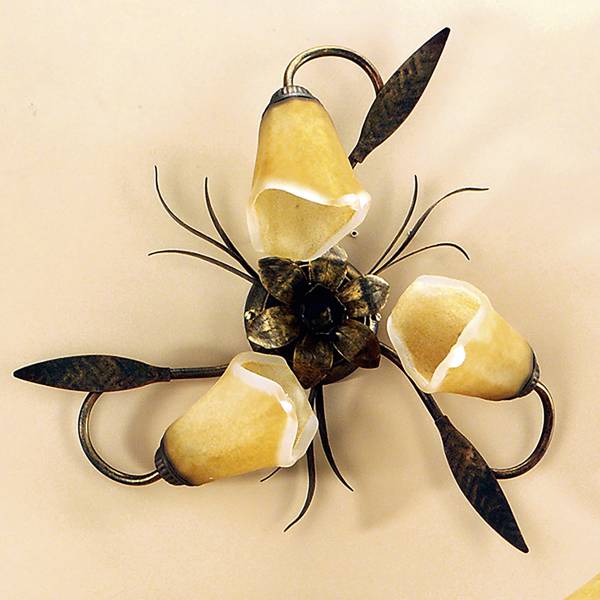 Deckenleuchte Alga satiniertes Glas / Eisen - Flammenanzahl: 3