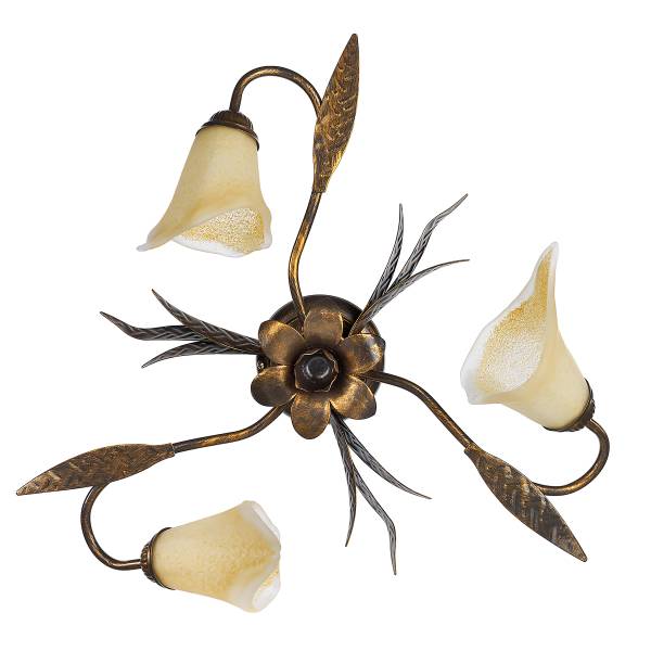 Deckenleuchte Alga satiniertes Glas / Eisen - Flammenanzahl: 3