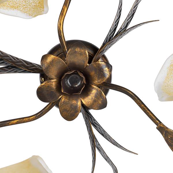 Deckenleuchte Alga satiniertes Glas / Eisen - Flammenanzahl: 3