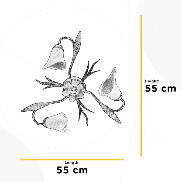 Deckenleuchte Alga satiniertes Glas / Eisen - Flammenanzahl: 3