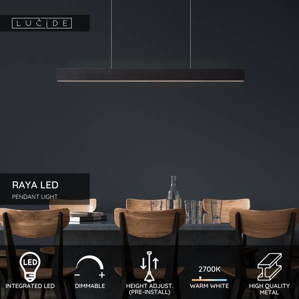 LED Pendelleuchte Raya Eisen - Schwarz