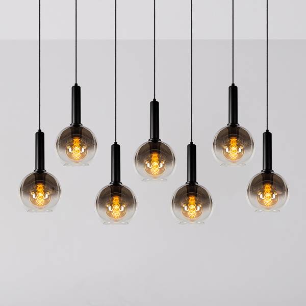 Pendelleuchte Marius Typ A Aluminium / Opalglas - Grau