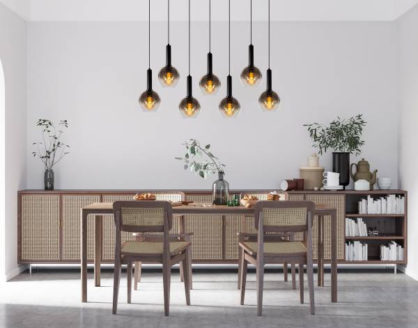 Pendelleuchte Marius Typ A Aluminium / Opalglas - Grau
