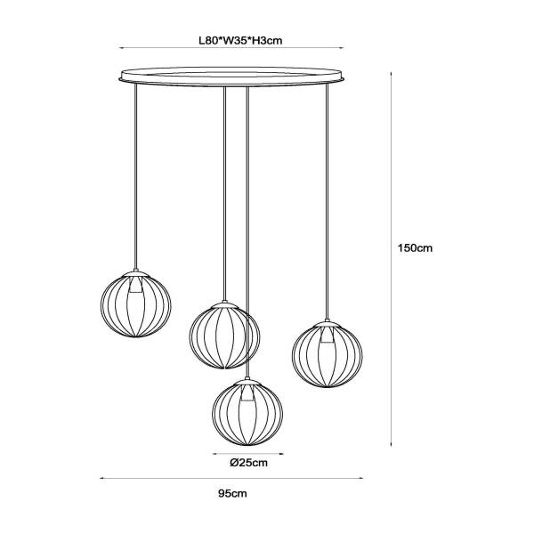 Pendelleuchte Monsaraz Typ B Grün - 35 x 150 x 35 cm