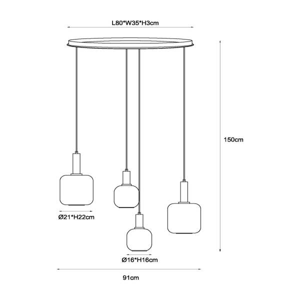 Pendelleuchte Eloise Typ B 40 x 150 x 40 cm