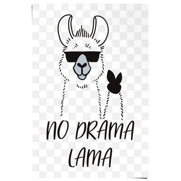 Poster No Drama Lama Papier - Weiß - 61 x 91,5 cm