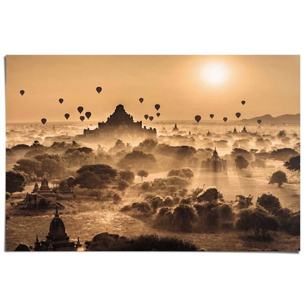 Affiche Lever de soleil féerique Papier - marron - 61 x 91,5 cm