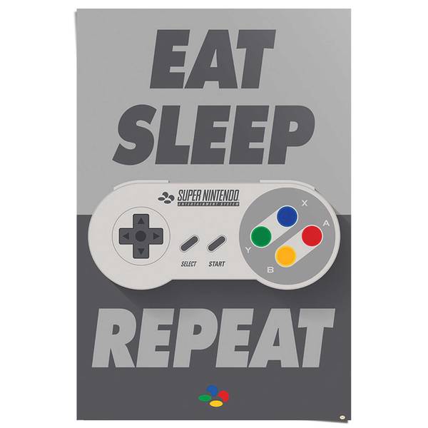Poster Super Nintendo papier - zilverkleurig - 61 x 91,5 cm