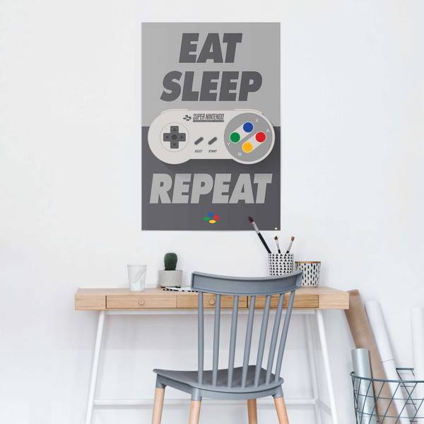 Poster Super Nintendo papier - zilverkleurig - 61 x 91,5 cm