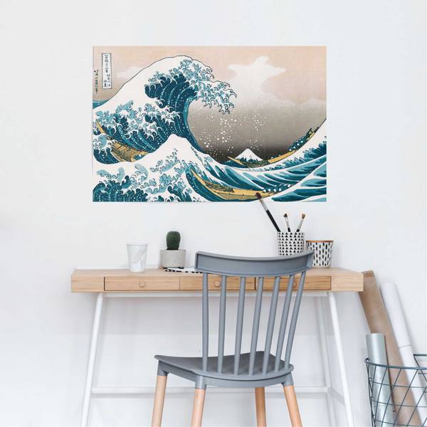 Poster Große Welle - Hokusai Papier - Blau - 61 x 91,5 cm