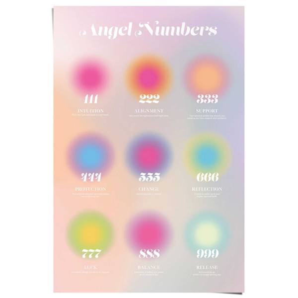 Poster Angel Numbers Papier - Mehrfarbig - 61 x 91,5 cm