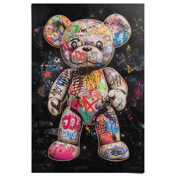 Poster Graffitibeer papier - meerdere kleuren - 61 x 91,5 cm