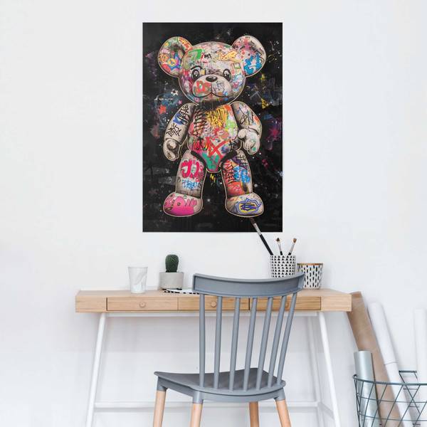 Poster Graffitibeer papier - meerdere kleuren - 61 x 91,5 cm