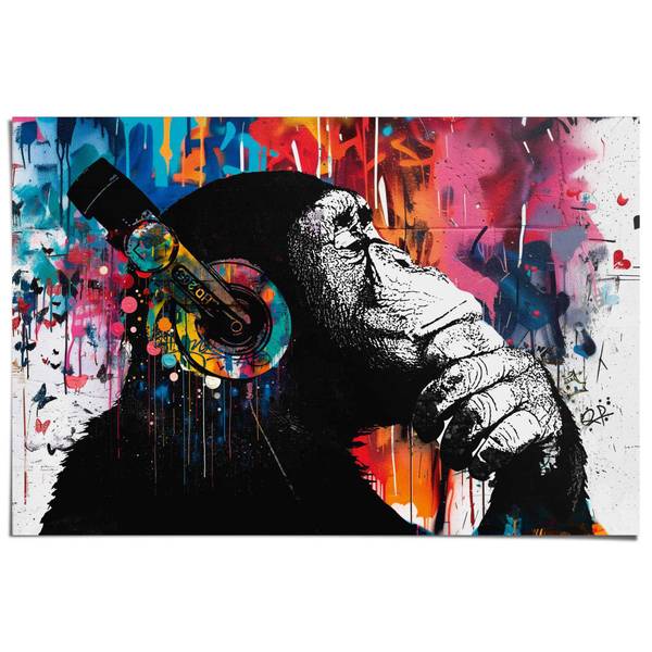 Poster Graffiti Chimp Papier - Mehrfarbig - 61 x 91,5 cm
