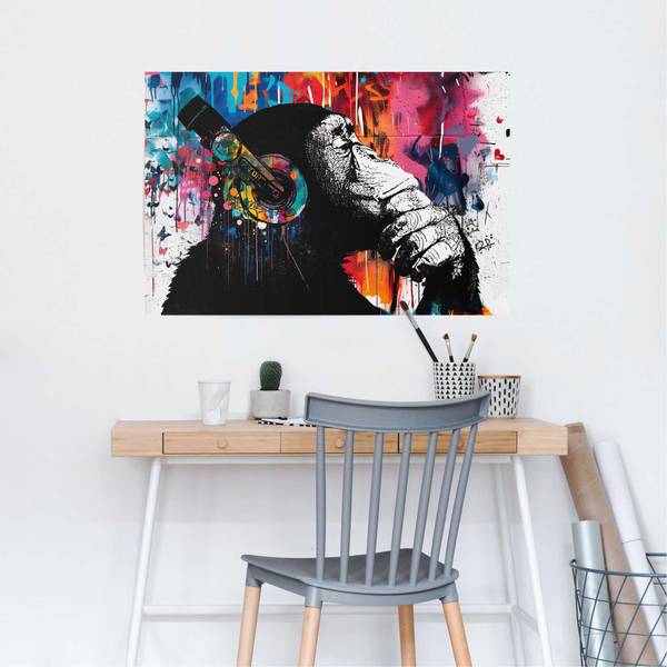 Poster Graffiti Chimp Papier - Mehrfarbig - 61 x 91,5 cm