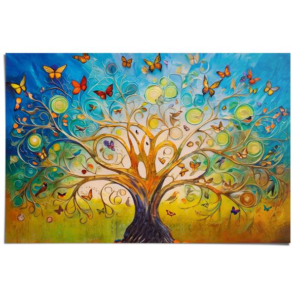 Poster Colourful Tree Of Life Papier - Mehrfarbig - 61 x 91,5 cm