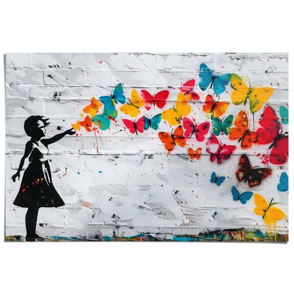 Poster Butterfly Girl papier - meerdere kleuren - 61 x 91,5 cm
