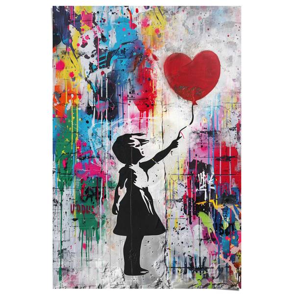 Poster Concrete Balloon Girl Papier - Mehrfarbig - 61 x 91,5 cm
