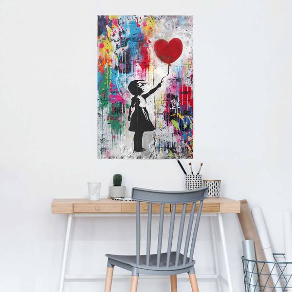 Poster Concrete Balloon Girl Papier - Mehrfarbig - 61 x 91,5 cm
