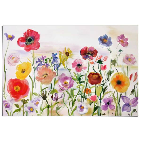 Poster Blumenfeld Papier - Beige - 61 x 91,5 cm