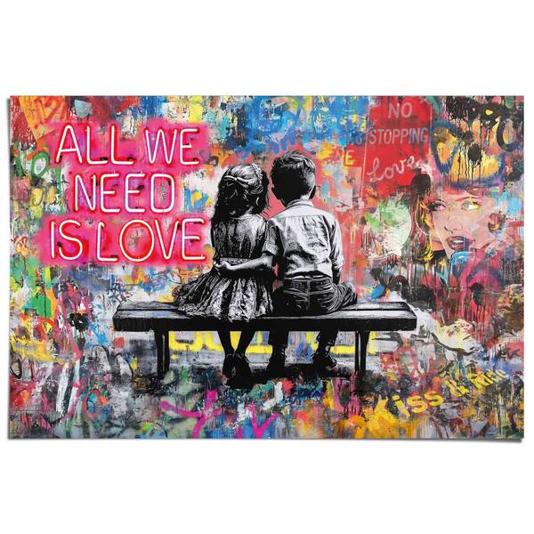 Poster Love is All We Need Papier - Mehrfarbig - 61 x 91,5 cm