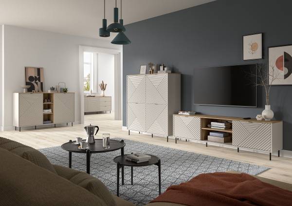 Highboard Campus Sandgrau / Eiche Evoke Dekor