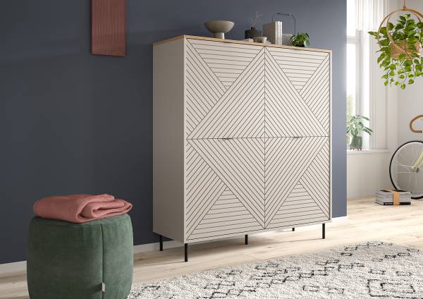 Highboard Campus Sandgrau / Eiche Evoke Dekor