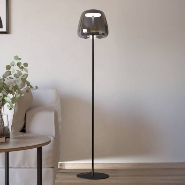 LED-Stehleuchte Alfero Rauchglas / Stahl - 1-flammig