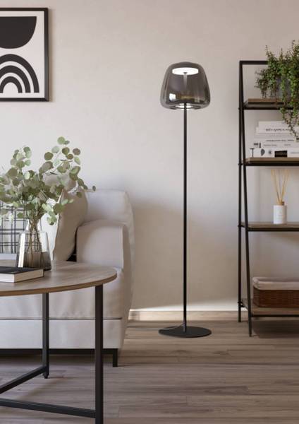 LED-Stehleuchte Alfero Rauchglas / Stahl - 1-flammig