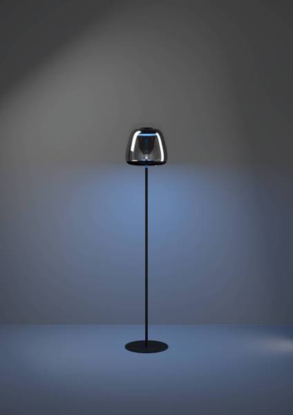 LED-Stehleuchte Alfero Rauchglas / Stahl - 1-flammig