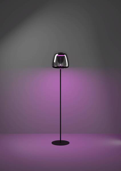 LED-Stehleuchte Alfero Rauchglas / Stahl - 1-flammig
