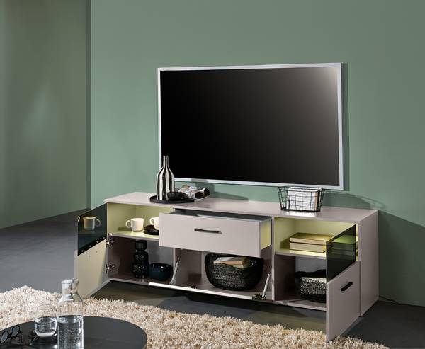 Beleuchtetes TV-Lowboard Venchy Sandgrau
