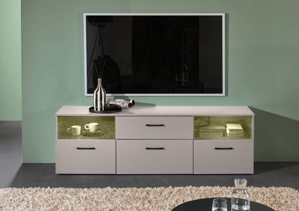 Beleuchtetes TV-Lowboard Venchy Sandgrau