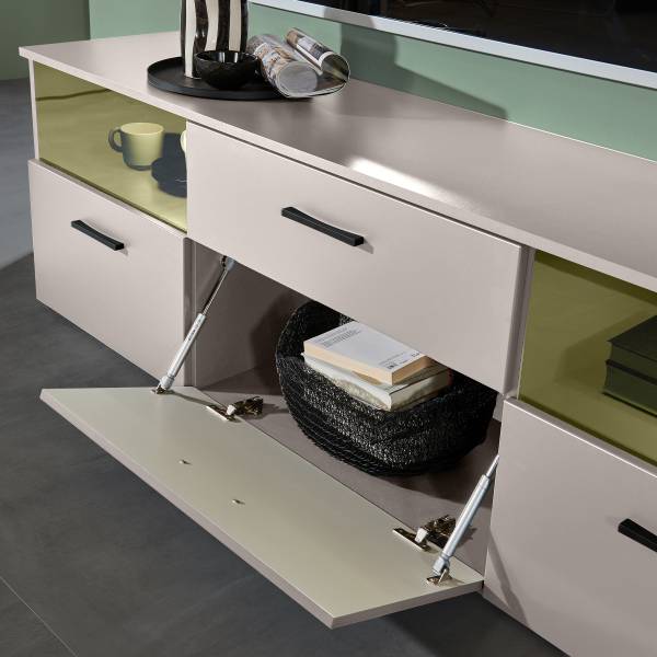 Beleuchtetes TV-Lowboard Venchy Sandgrau