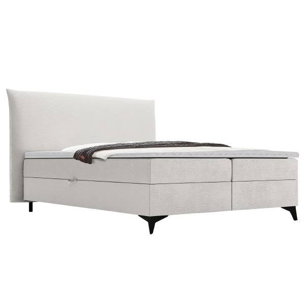 Letto boxspring Paolun tessuto strutturato - Beige