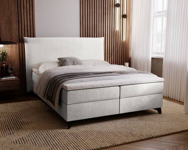 Letto boxspring Paolun tessuto strutturato - Beige