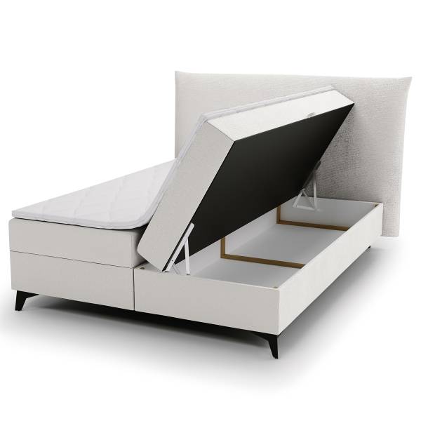 Letto boxspring Paolun tessuto strutturato - Beige