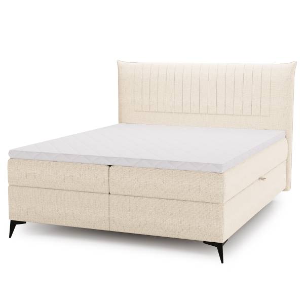 Letto boxspring Mouina Tessuto Hevi: beige - 160 x 200cm