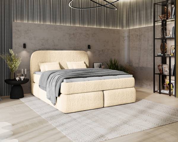 Letto boxspring Amodou Tessuto teddy Svea: beige
