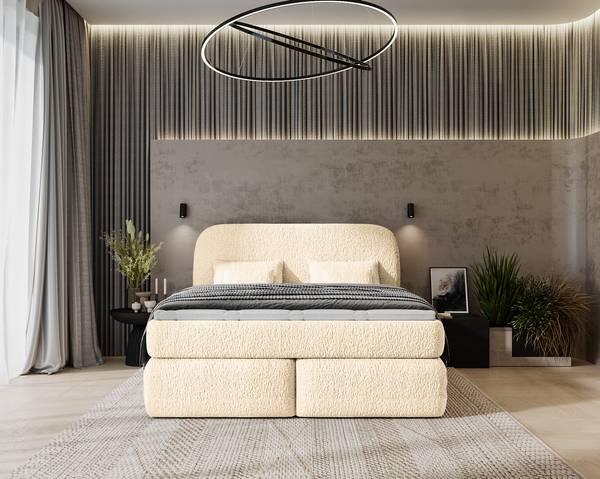 Letto boxspring Amodou Tessuto teddy Svea: beige