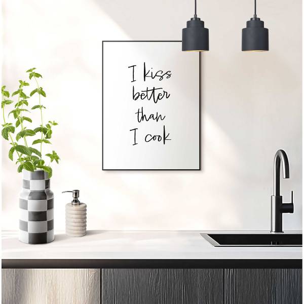 Stampa Cooking Kisses MDF - Nero / bianco